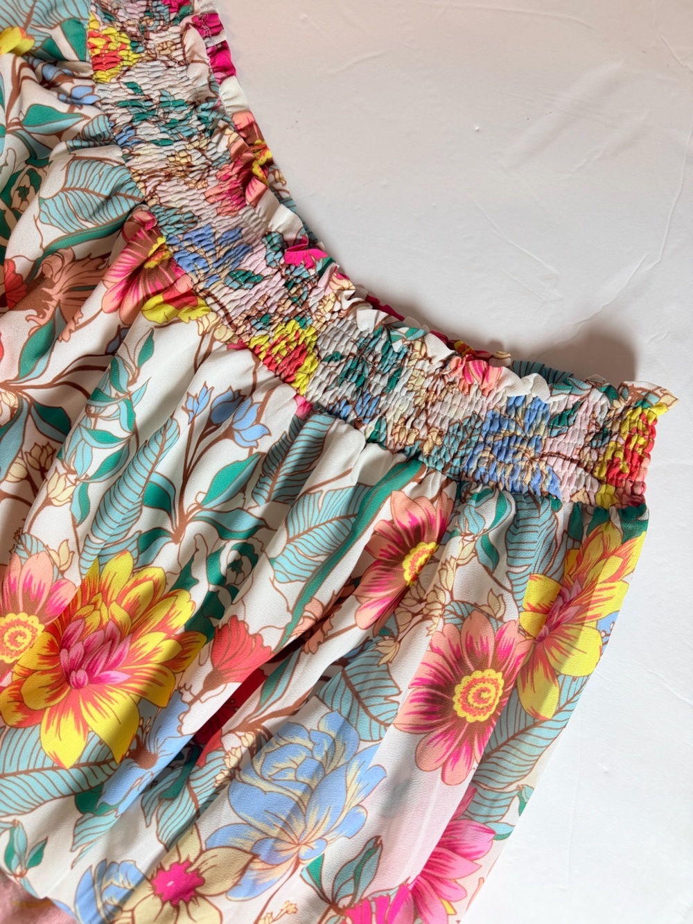 Umgee Floral Off the Shoulder Shift Dress Medium Mini Short Boho Cottagecore